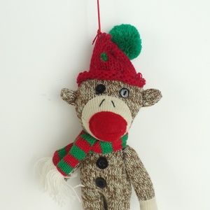 NEW Brown Plush Sock Monkey Ornament Christmas
